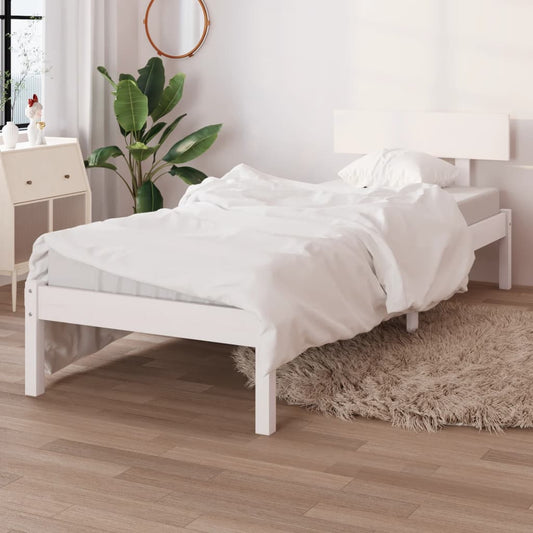 Bed Frame | White | Solid pinewood | Single |  Durable  | Bed Frame