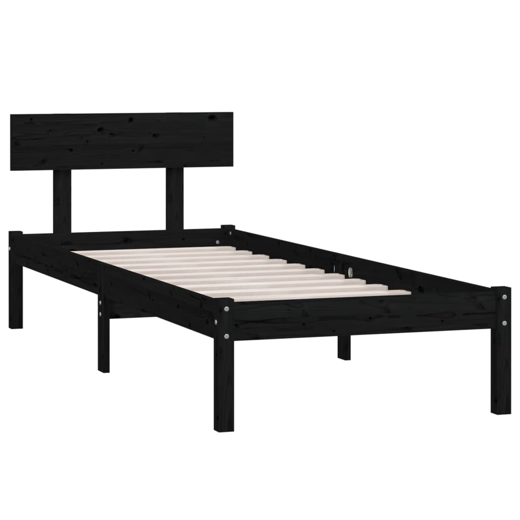 Bed Frame | Black | Solid pinewood | Single | Durable | Bed Frame