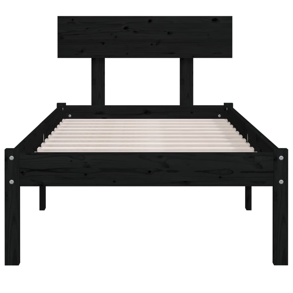 Bed Frame | Black | Solid pinewood | Single | Durable | Bed Frame