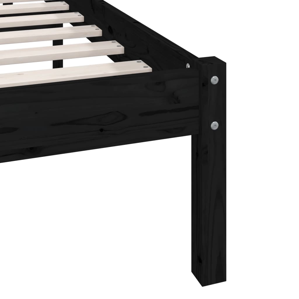 Bed Frame | Black | Solid pinewood | Single | Durable | Bed Frame