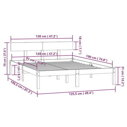 Bed Frame | White | Solid pinewood | Small Double | Durable | Bed Frame