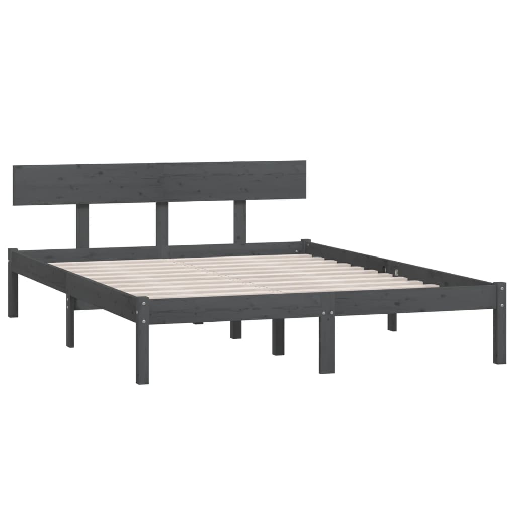 Bed Frame without Mattress Grey Solid Wood Small Double