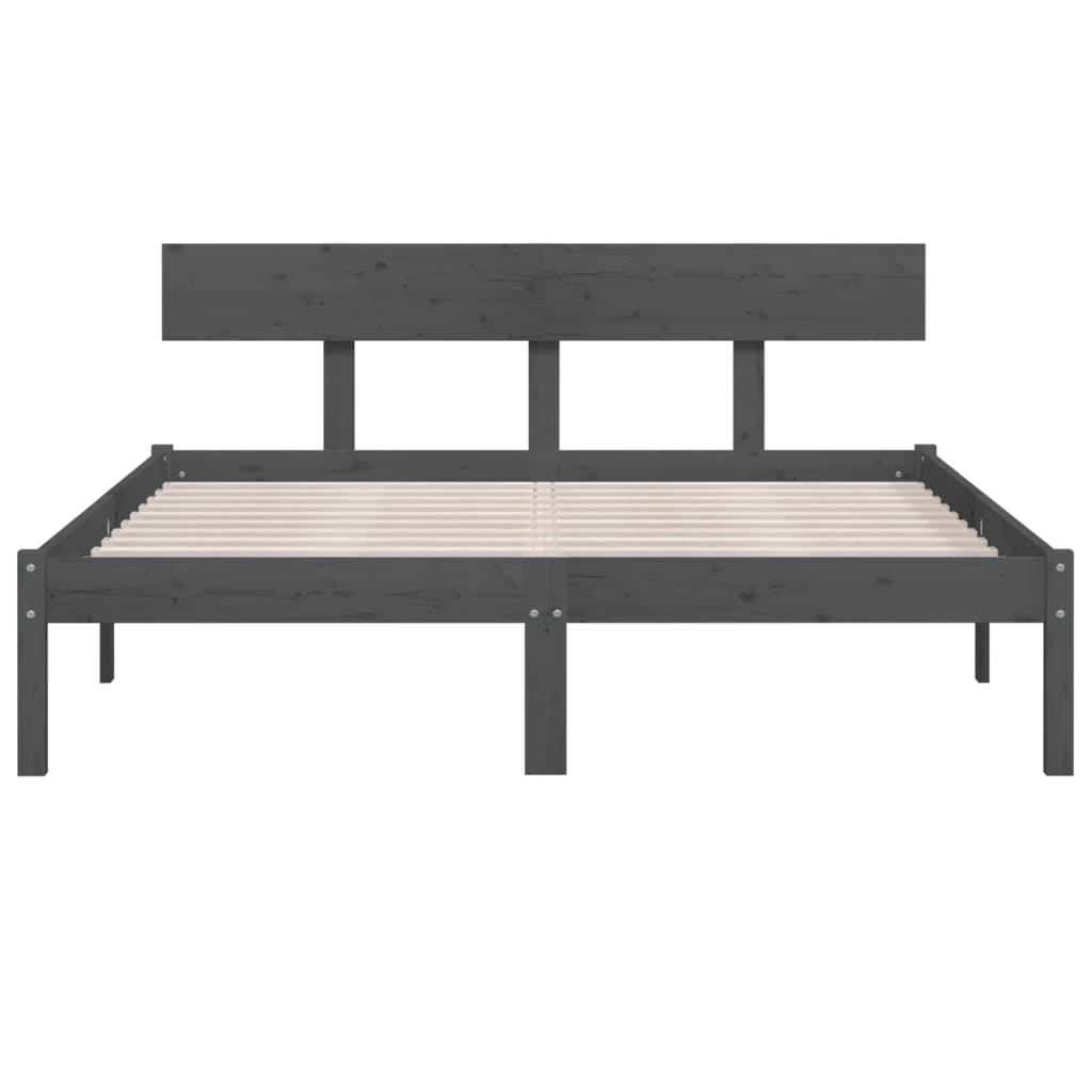 Bed Frame without Mattress Grey Solid Wood Small Double