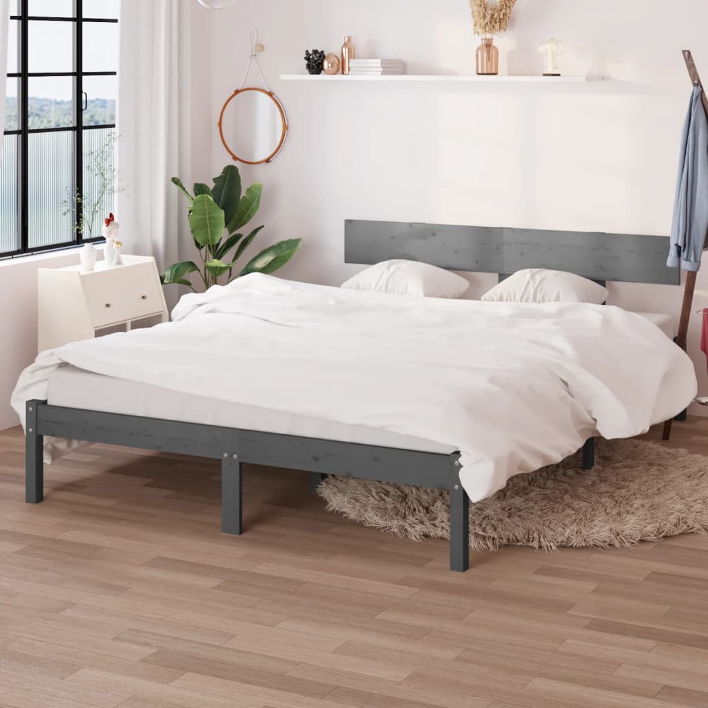 Bed Frame without Mattress Grey Solid Wood Small Double