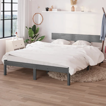 Bed Frame without Mattress Grey Solid Wood Small Double