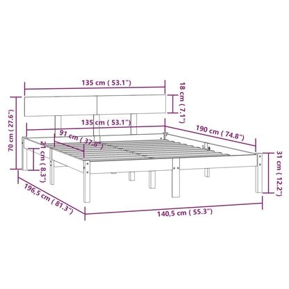 Bed Frame | White | Solid Pine wood | Double | Classic/Traditional