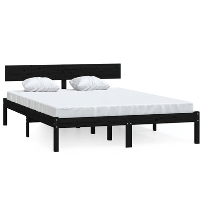 Bed Frame | Black | Solid pine wood | Double | Durable | Bed Frame