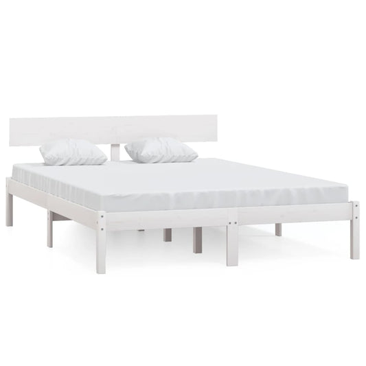 Bed Frame | White | Solid Pinewood | Double | Durable | Bed Frame