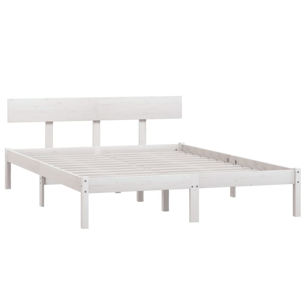Bed Frame | White | Solid Pinewood | Double | Durable | Bed Frame
