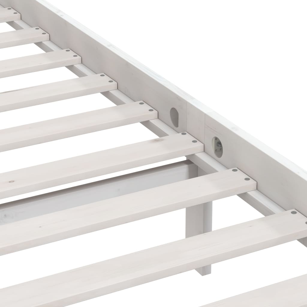 Bed Frame | White | Solid Pinewood | Double | Durable | Bed Frame