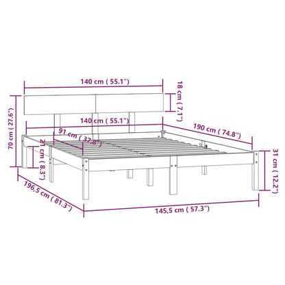 Bed Frame | White | Solid Pinewood | Double | Durable | Bed Frame