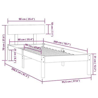 Bed Frame | Natural Wood | Solid Pine Wood | Single | Durable | Bed Frame