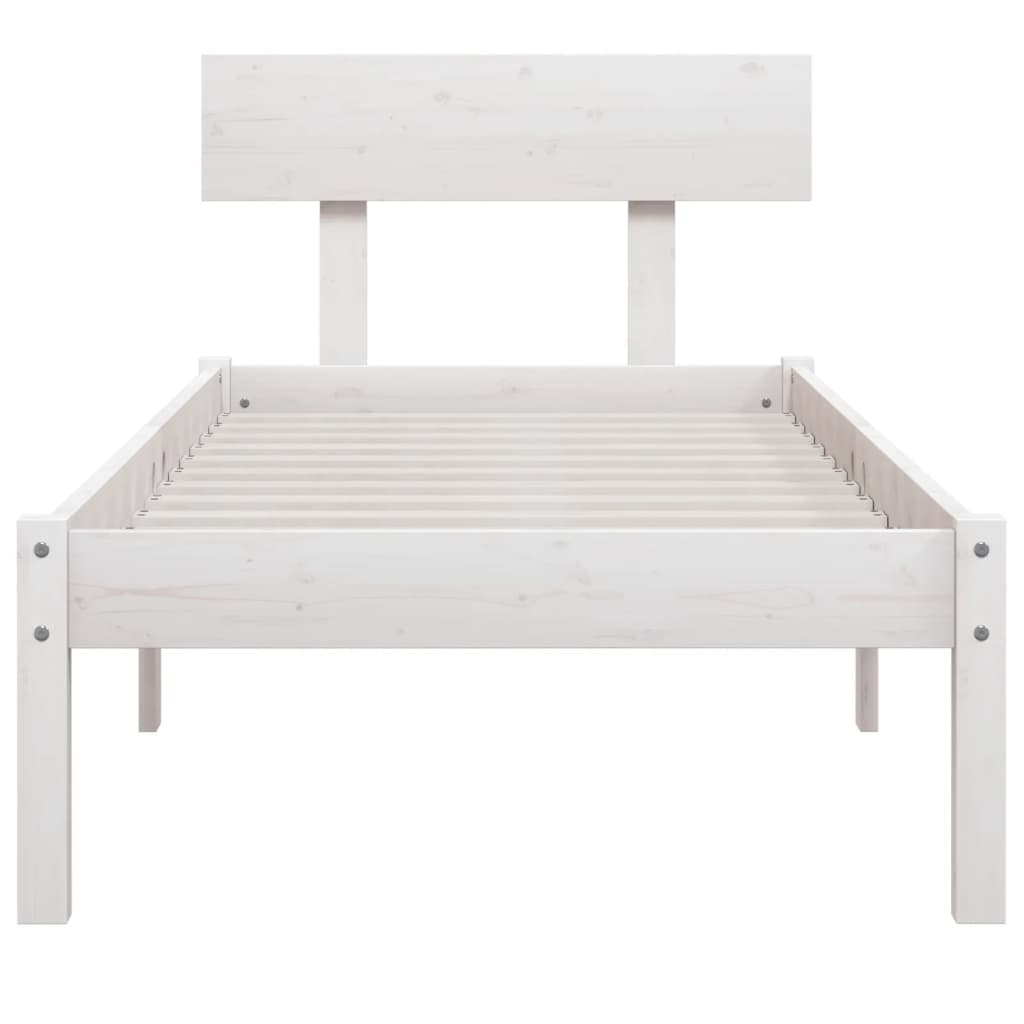 Bed Frame | White | Solid Pinewood | Single | Durable | Bed Frame