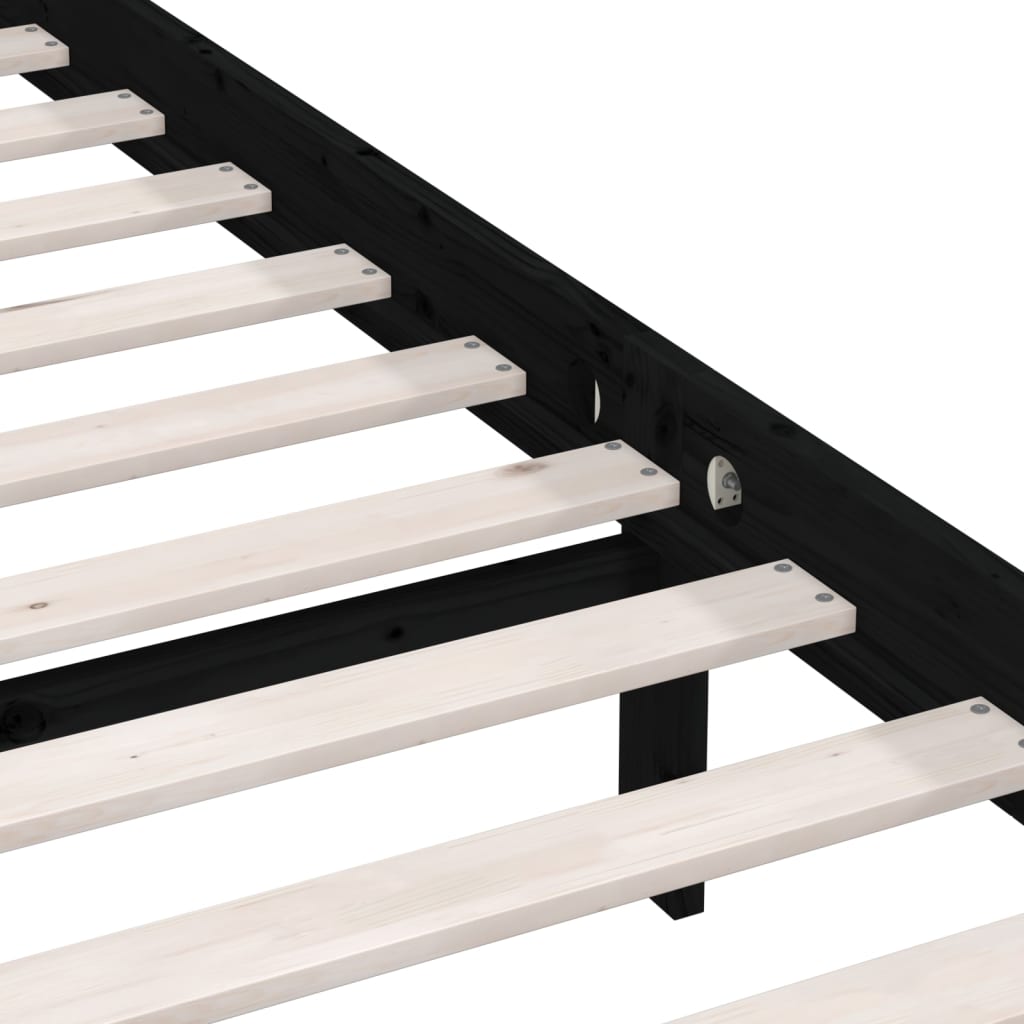 Bed Frame without Mattress Black Solid Wood 90x200 cm
