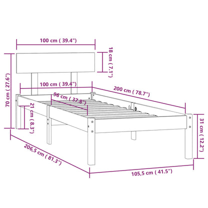 Bed Frame | White | Solid Pine Wood | Single | Sturdy | Bed Frame