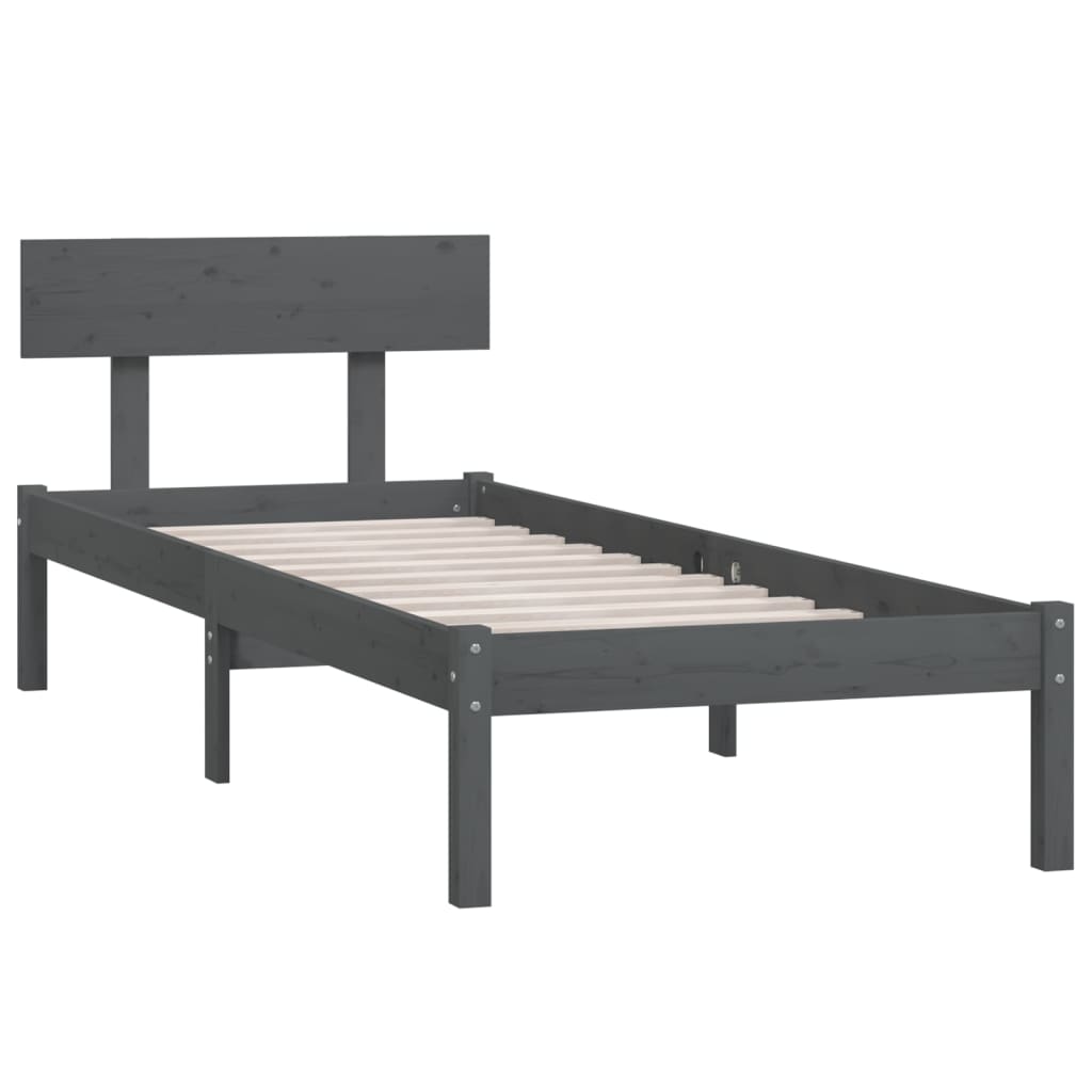 Bed Frame | Grey | Solid pine wood | Single | Classic/Traditional