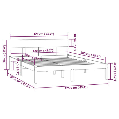 Bed Frame | Natural Wood | Solid pine wood | 120x200 cm | Durable