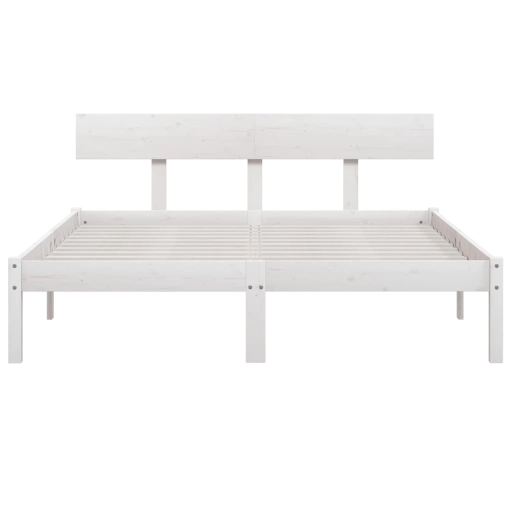 Bed Frame | White | Solid Pine Wood | Double | Minimalistic | Bed Frame