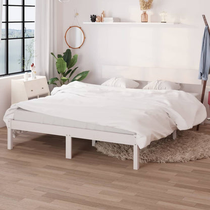 Bed Frame | White | Solid Pine Wood | Double | Minimalistic | Bed Frame