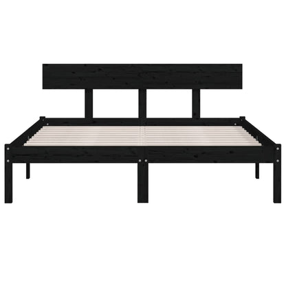 Bed Frame | Black | Solid pinewood | Double | Durable | Bed Frame
