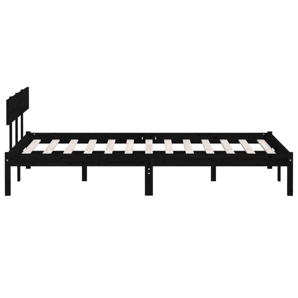 Bed Frame | Black | Solid pinewood | Double | Durable | Bed Frame