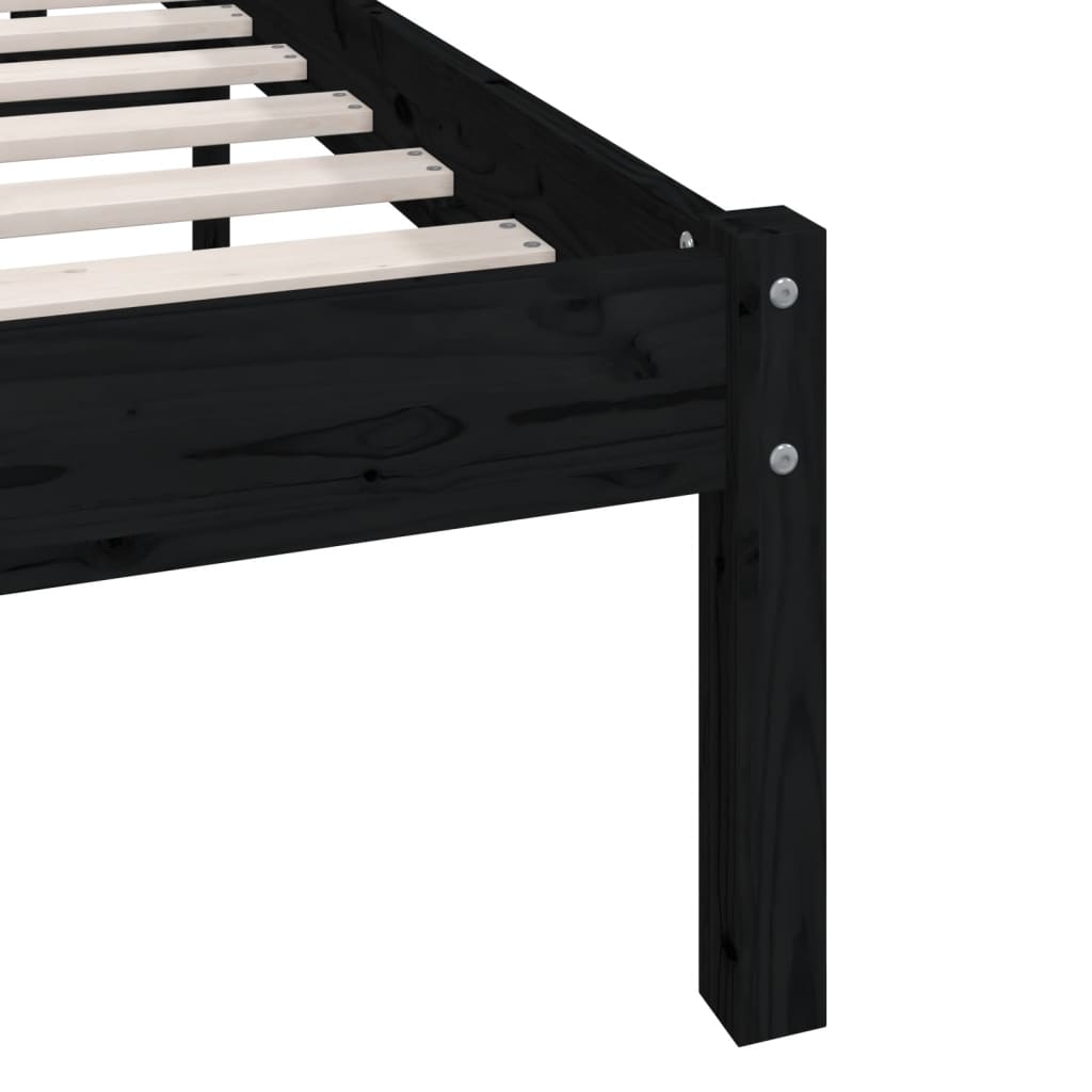 Bed Frame | Black | Solid pinewood | Double | Durable | Bed Frame