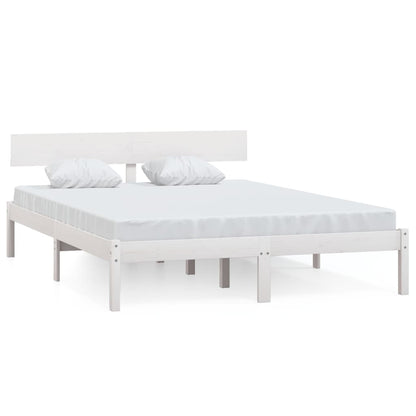 Bed Frame | White | Solid pine wood | 140x200 cm | Durable | Bed Frame