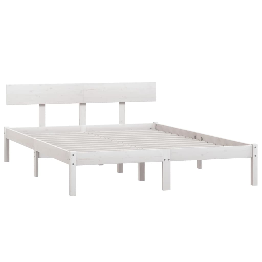 Bed Frame | White | Solid pine wood | 140x200 cm | Durable | Bed Frame