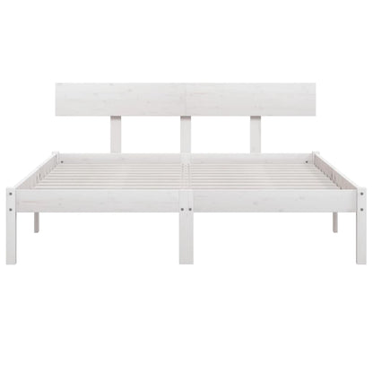 Bed Frame | White | Solid pine wood | 140x200 cm | Durable | Bed Frame