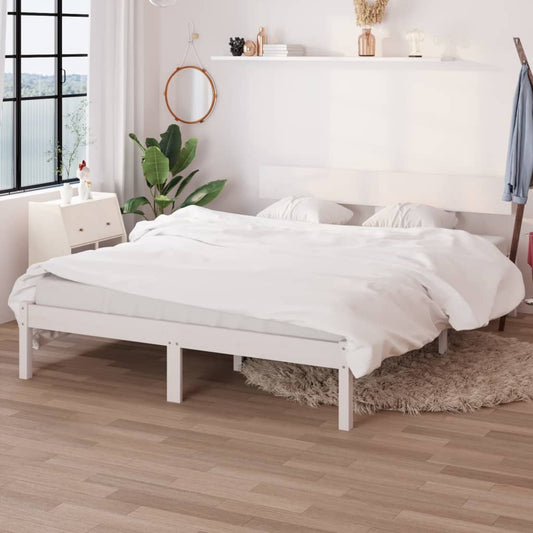 Bed Frame | White | Solid pine wood | 140x200 cm | Durable | Bed Frame