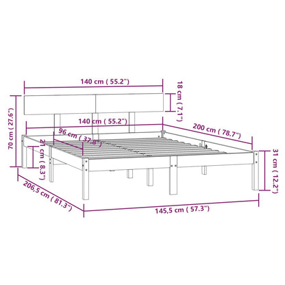 Bed Frame | Black | Solid pinewood | Double Bed | Durable | Bed Frame