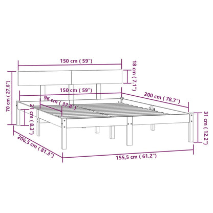 Bed Frame | White | Solid Pine Wood | King Size | Classic/Traditional