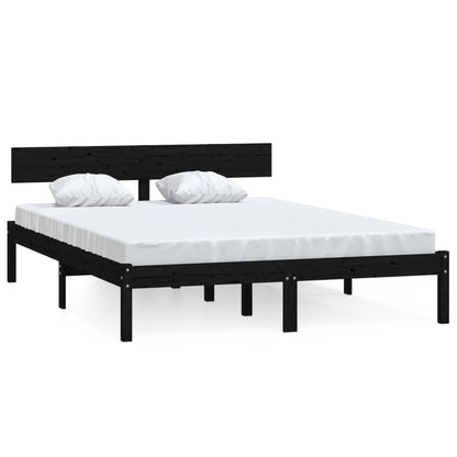 Bed Frame | Black | Solid pinewood | King | Durable | Bed Frame