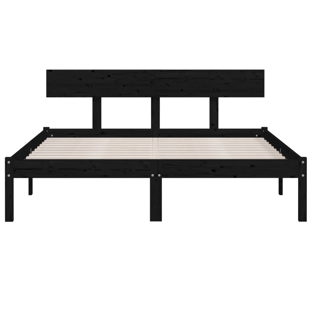 Bed Frame | Black | Solid Pinewood | Double | Sturdy | Bed Frame
