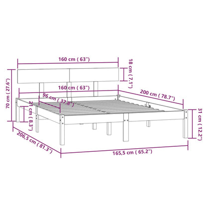 Bed Frame | Black | Solid Pinewood | Double | Sturdy | Bed Frame