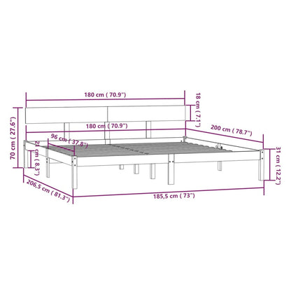 Bed Frame | Pine | Solid pinewood | Super King | Durable | Bed Frame