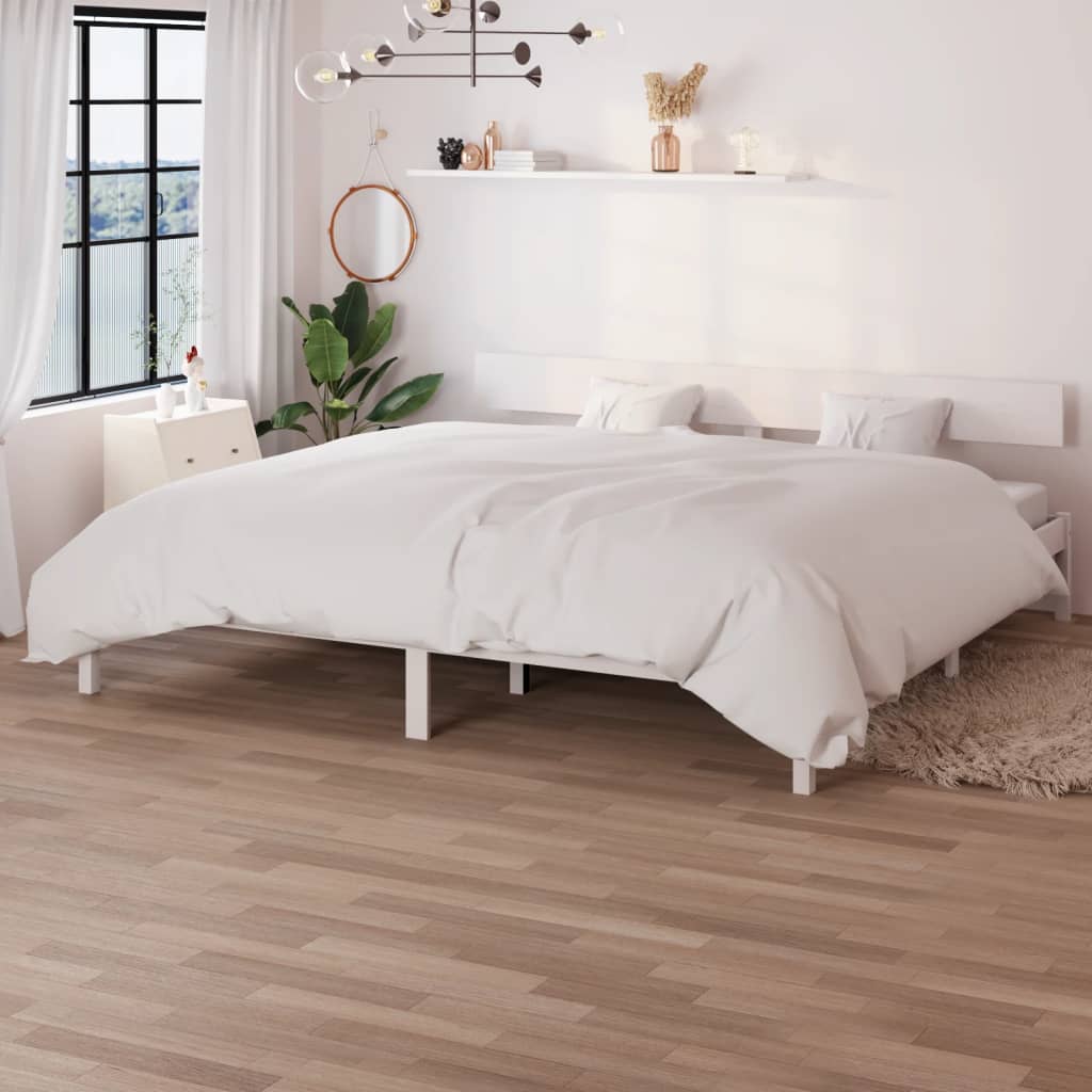 Bed Frame | White | Solid pine wood | Super King |  Durable | Bed Frame