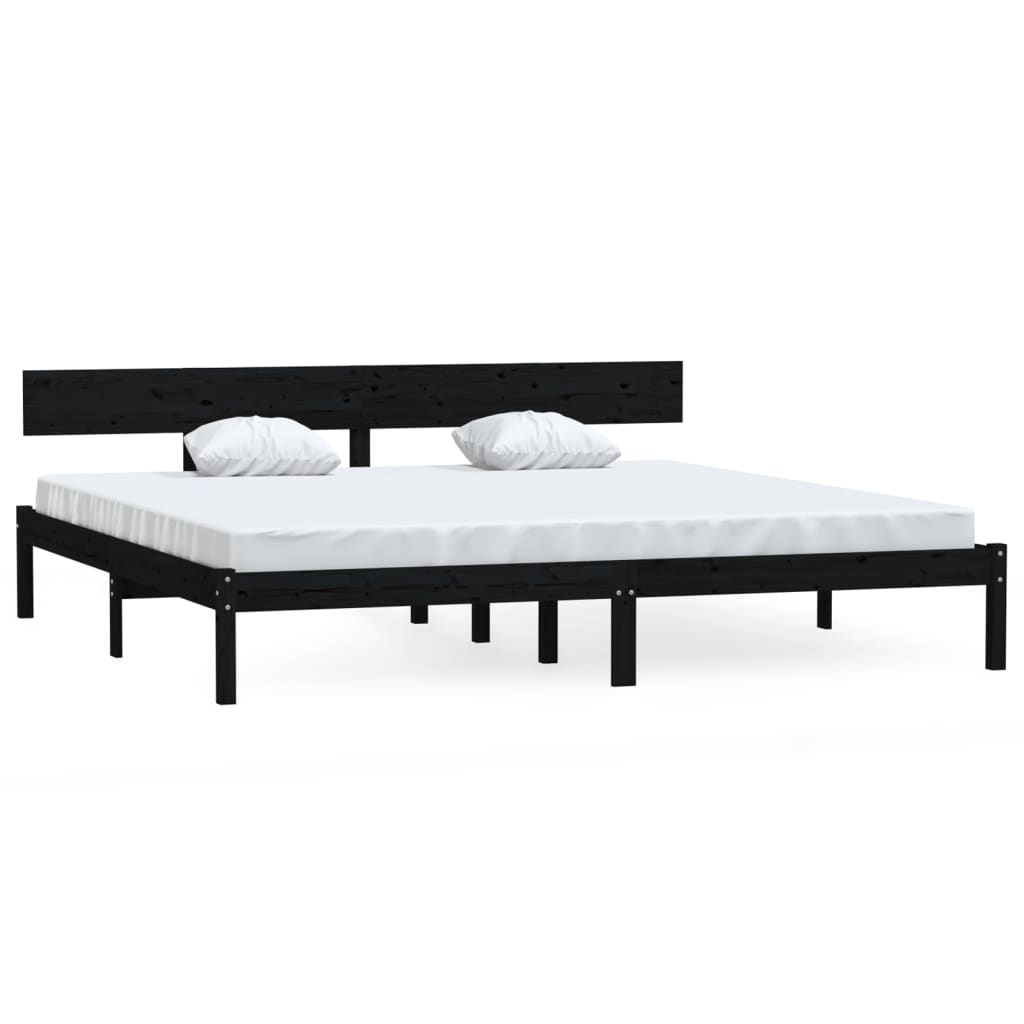 Bed Frame | Black | Solid pinewood | Super King |  Sturdy | Bed Frame