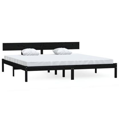 Bed Frame | Black | Solid pinewood | Super King |  Sturdy | Bed Frame
