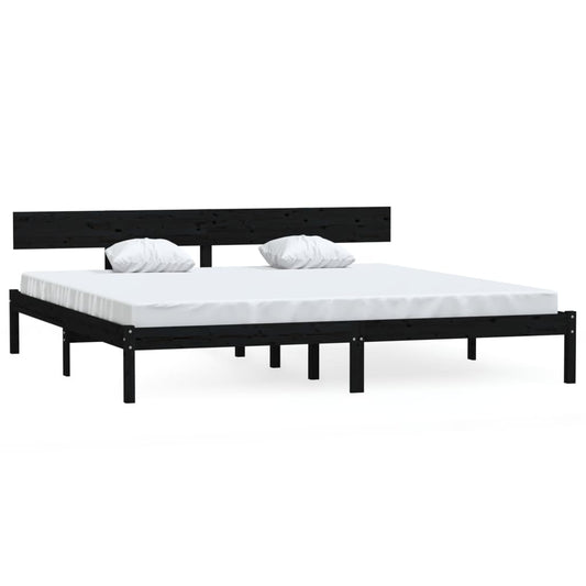 Bed Frame | Black | Solid pinewood | Super King |  Sturdy | Bed Frame