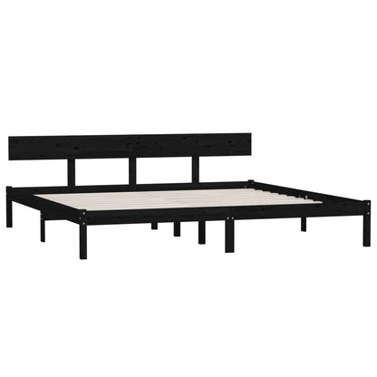 Bed Frame | Black | Solid pinewood | Super King |  Sturdy | Bed Frame