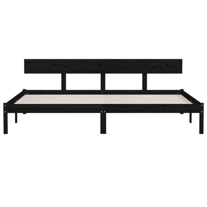 Bed Frame | Black | Solid pinewood | Super King |  Sturdy | Bed Frame