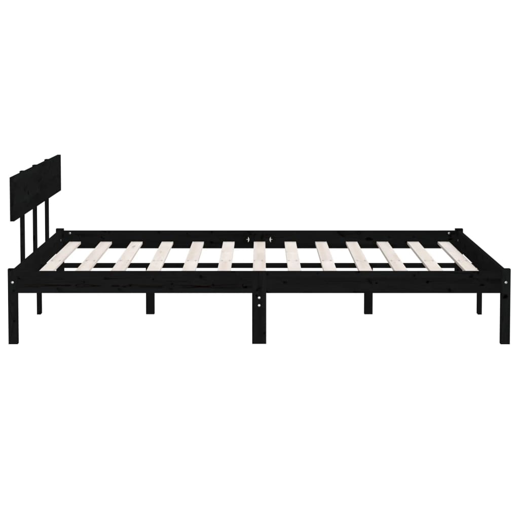 Bed Frame | Black | Solid pinewood | Super King |  Sturdy | Bed Frame