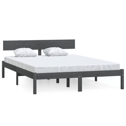 Bed Frame | Grey | Solid pinewood | 200 x 200 cm | Durable | Bed Frame