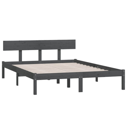 Bed Frame | Grey | Solid pinewood | 200 x 200 cm | Durable | Bed Frame