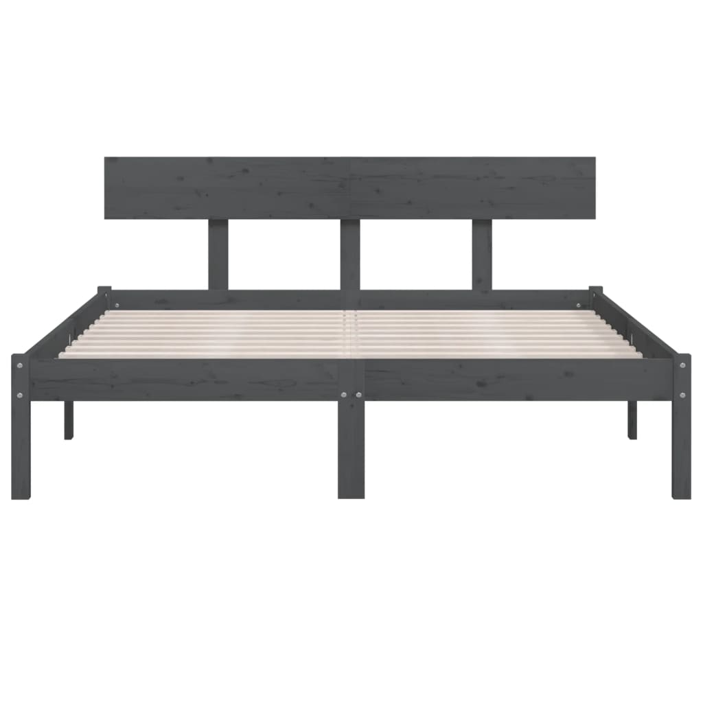Bed Frame | Grey | Solid pinewood | 200 x 200 cm | Durable | Bed Frame