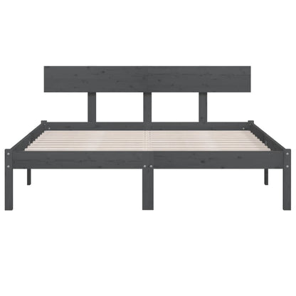 Bed Frame | Grey | Solid pinewood | 200 x 200 cm | Durable | Bed Frame