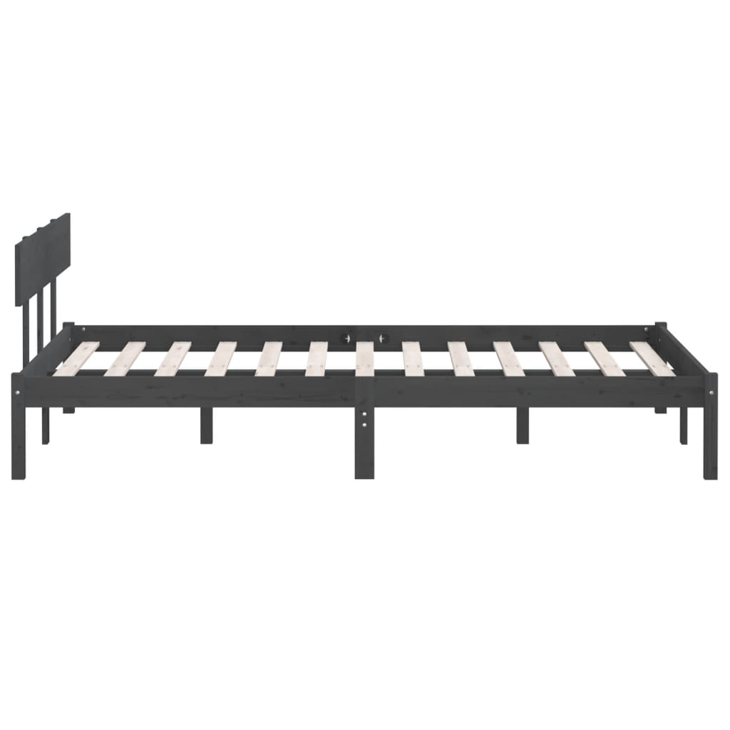 Bed Frame | Grey | Solid pinewood | 200 x 200 cm | Durable | Bed Frame