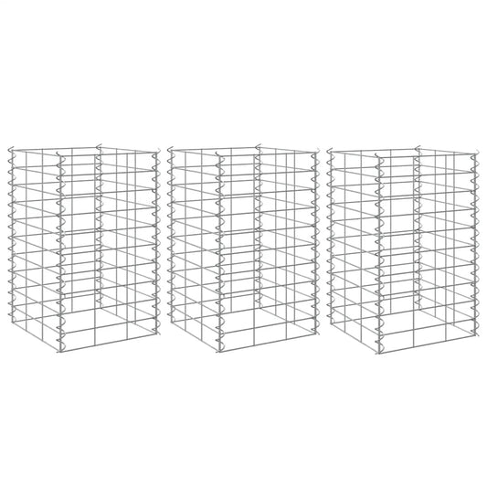 Gabion Raised Beds 3 pcs 30x30x50 cm Iron