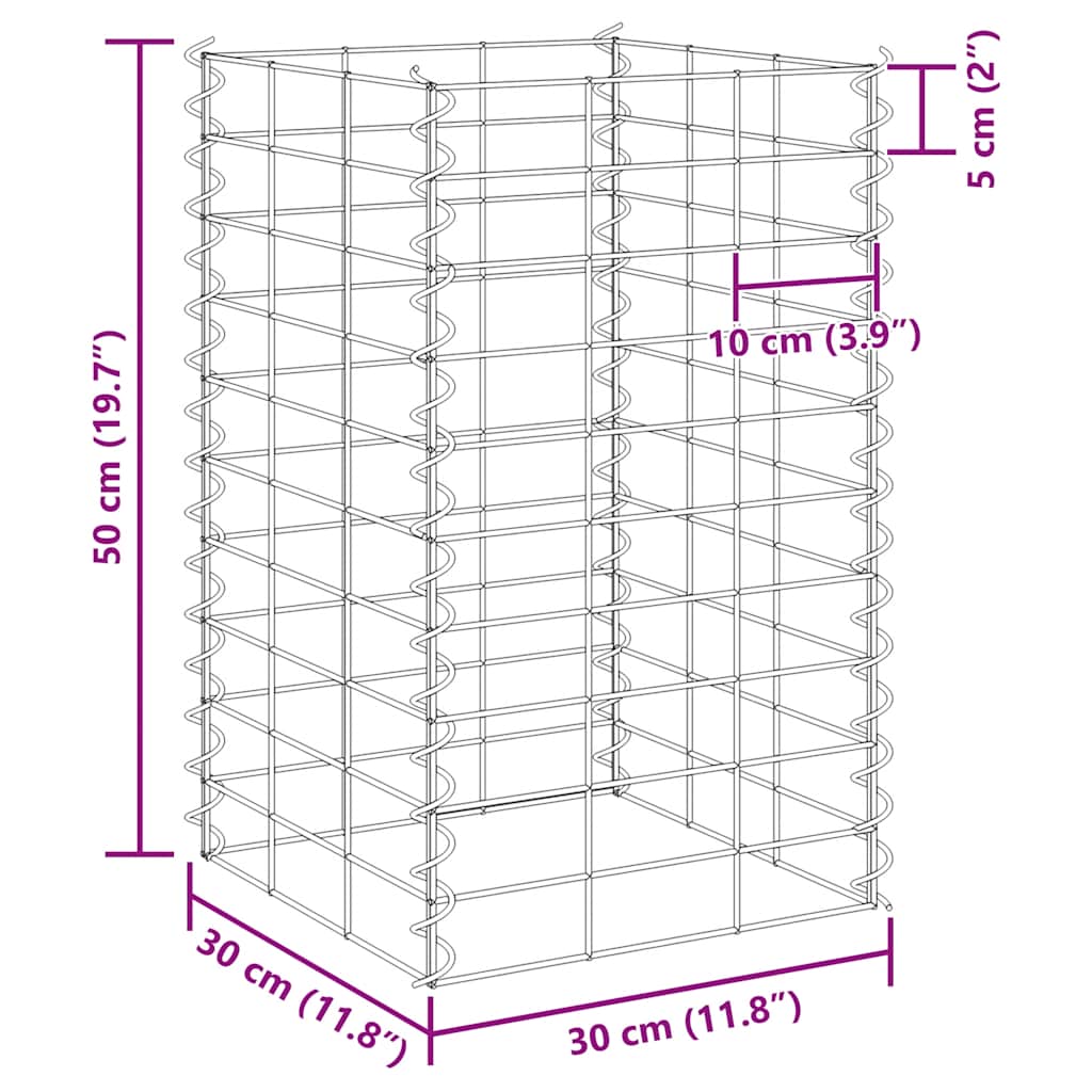 Gabion Raised Beds 3 pcs 30x30x50 cm Iron
